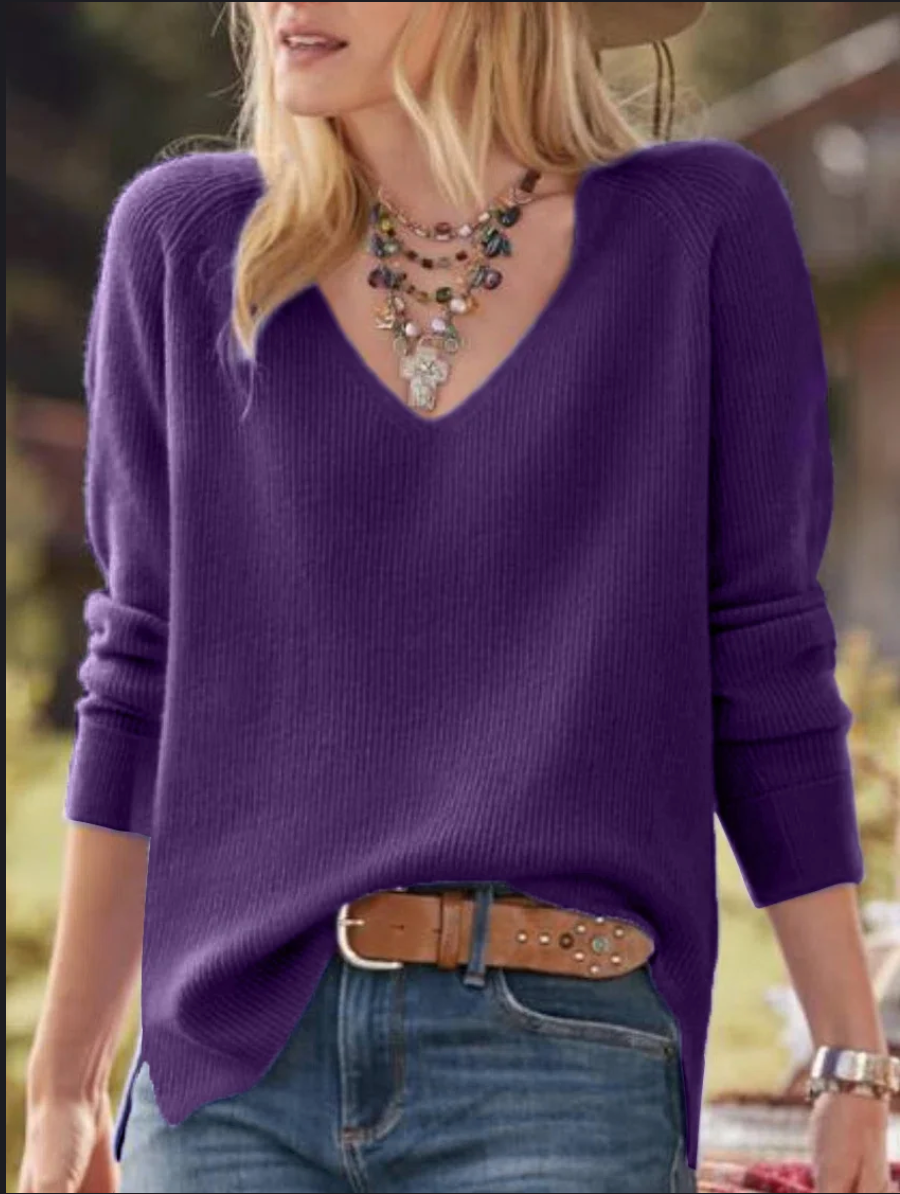 Suéter informal con cuello en V | HEXGLAM™
