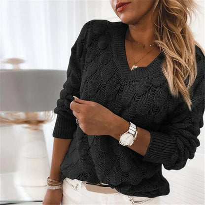 Suéter de punto con cuello en V | HEXGLAM™ 