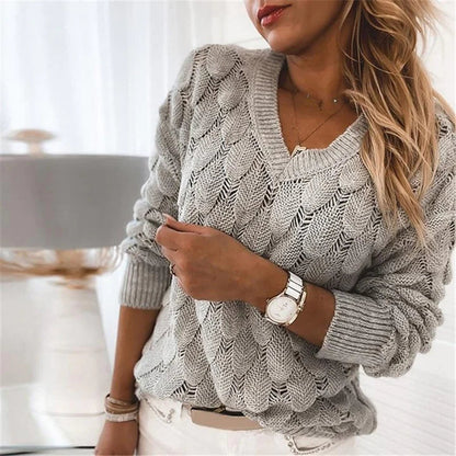 Suéter de punto con cuello en V | HEXGLAM™ 