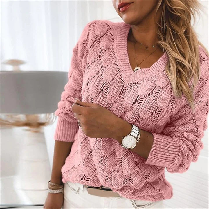 Suéter de punto con cuello en V | HEXGLAM™ 