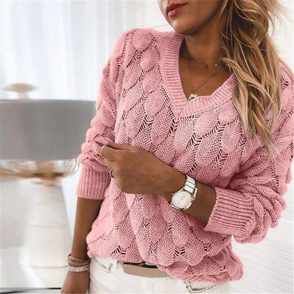 Suéter de punto con cuello en V | HEXGLAM™ 